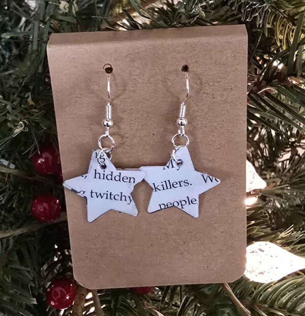 Decoding Jessica Star Earrings – Handmade Literary Jewelry - Image 3